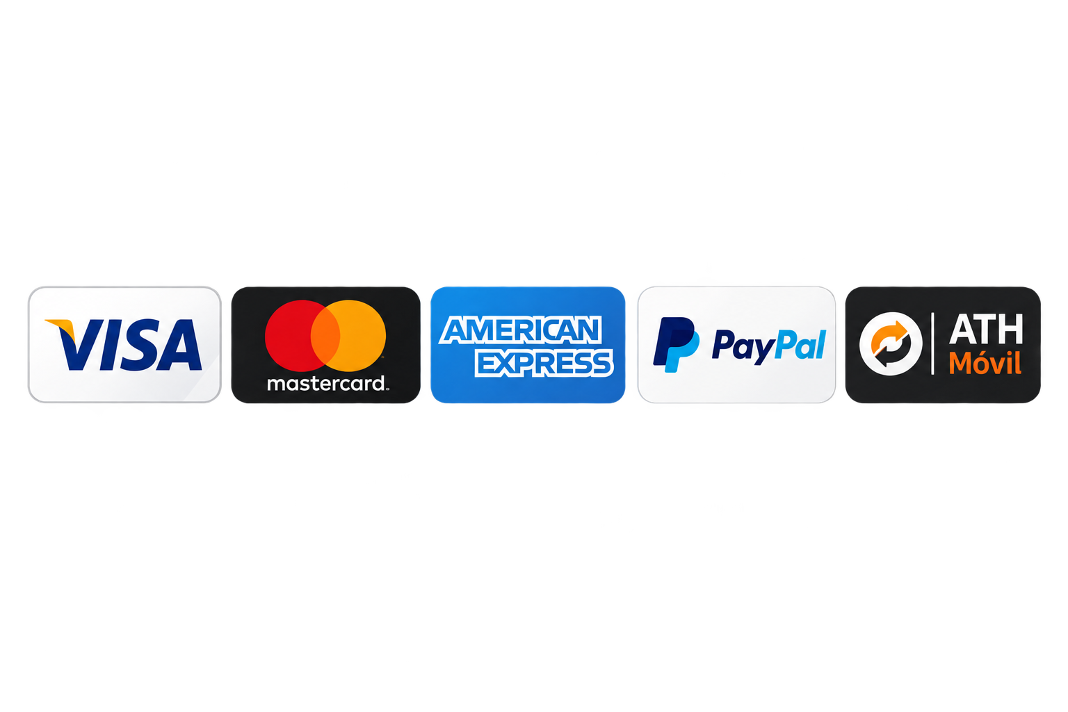 Visa, Mastercard, American Express, PayPal y ATH Móvil